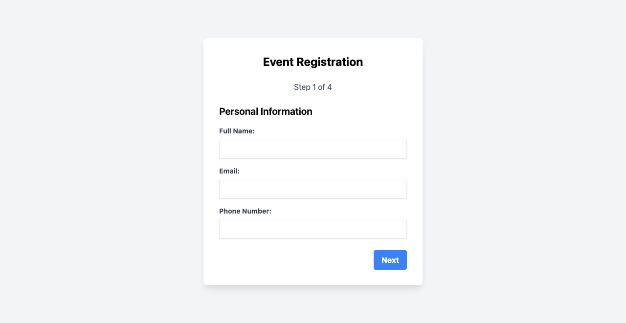 Desktop Screenshot of FPC007_Multi_Step_Wizard_Form_with_Validation_and_Summary