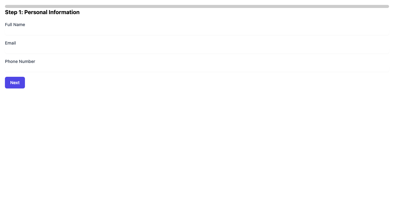 Desktop Screenshot of FPC007_Multi_Step_Wizard_Form_with_Validation_and_Summary
