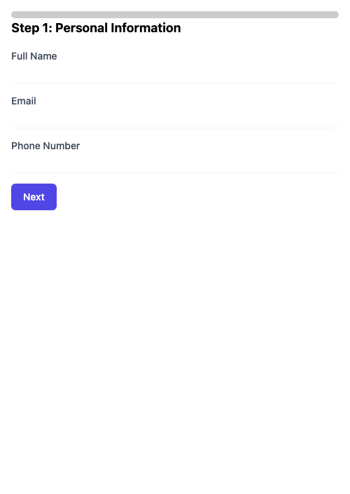 Mobile Screenshot of FPC007_Multi_Step_Wizard_Form_with_Validation_and_Summary