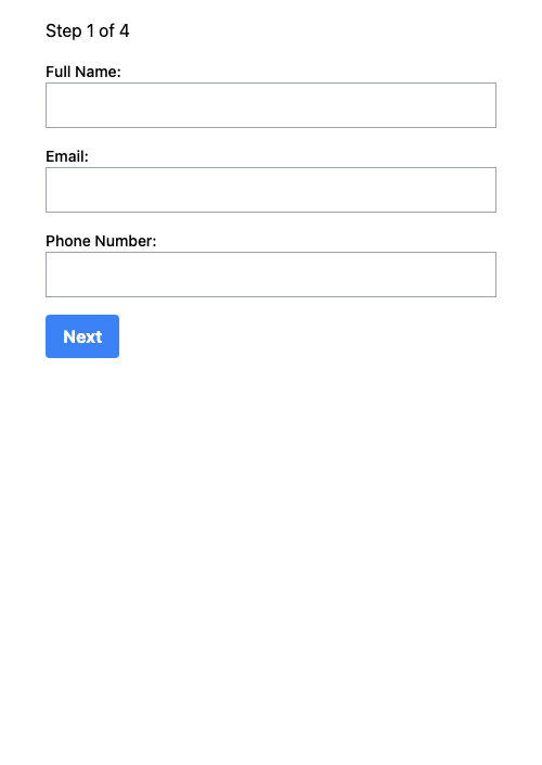 Mobile Screenshot of FPC007_Multi_Step_Wizard_Form_with_Validation_and_Summary